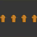 Yellow And Black Striped Traffic Lights Arranged In Rows With Individual Bottom Units