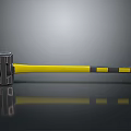 Claw Hammer with Yellow and Black Handle Metal Head on Black Surface with Reflection