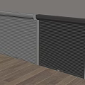 Light And Dark Gray Roller Shutters Installed On Wall With Wooden Floor