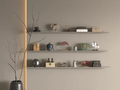 New Chinese Style Ornaments Combination Tea Set Jar Combination Book Ornaments Tea Set Ornaments New Chinese Style Ornaments Combination 3d model
