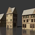 Traditional European Style Architecture With Half Timbered Facades Gabled Roofs And Stone Walls