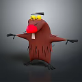 Cartoon Beaver Character With Red Nose Yellow Eyes And Outstretched Arms