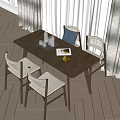 Modern Minimalist Dining Table Set With Woven Backrest Chairs And Glassware Tray Fruits Magazine