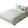 Cozy Kids Bed With Light Green Quilt Soft Pillows And Stuffed Bear