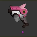 Cute Pink And White Robot Toy With Transparent Arms Yellow Eyes And Pink Head