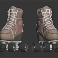 Pink Roller Skates With White Laces And Black Wheels Classic Design Style