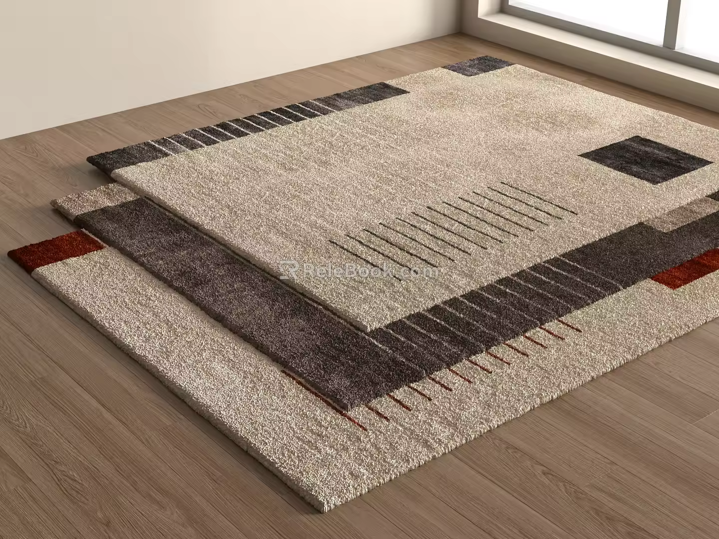 Modern Vintage Carpet POLIFORM Tratto Rectangular Carpet Striped Carpet Fabric Carpet 3d model