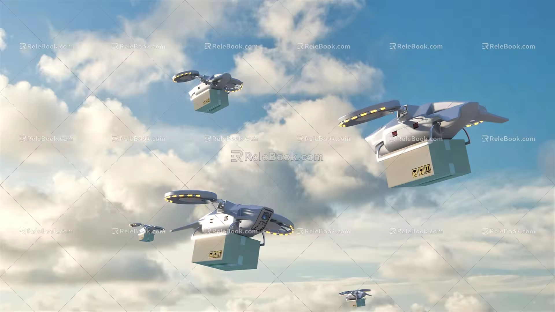 Modern drone delivery future smart drone 3d model
