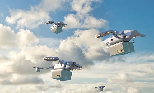 Modern drone delivery future smart drone 3d model