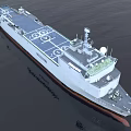 Modern Naval Warship With Helicopter Landing Deck Circular Markings And Radar Systems On Open Sea
