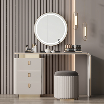 Light Luxury Dressing Table Dressing Table Stool Combination 3d model