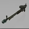Vintage Gun With Long Barrel Wooden Grip And Metallic Revolver Structure