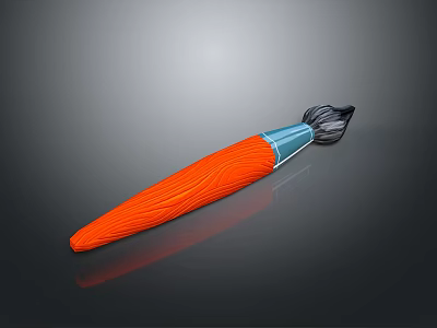 Creative Carrot Shaped Kitchen Brush with Orange Handle Blue Section and Black Tip 3d model