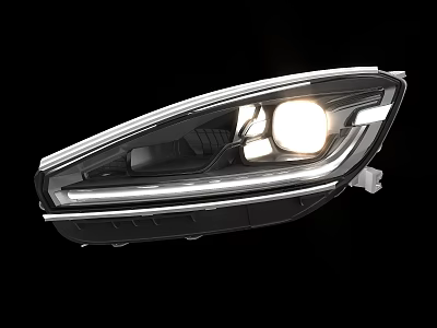 Modern Car Headlight With Bright LED Illumination And Sleek Black Housing 3d model