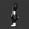 3D Panda Costume Character With Green Black Hair Pink Face And White Outfit