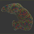 Colorful Cat Sculpture Composed of Small Circles Lying Down with Various Colors