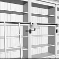 Wooden Sideboard With Open Shelves Cabinets Ladder And Wall Mounted Lamps
