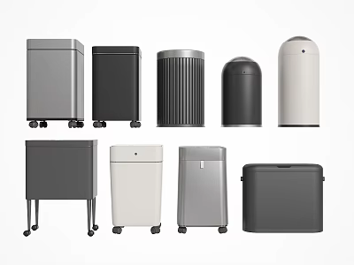 Household Trash Bins Various Styles Colors And Designs For Home Use 3d model