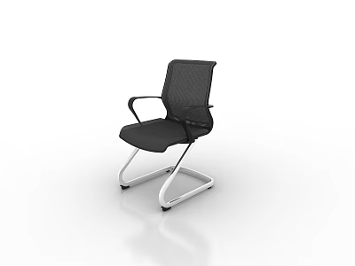 Modern Black Office Chair With Mesh Backrest Armrests And Silver Metal Frame 3d model