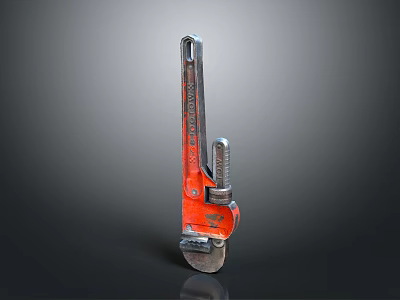 Orange Heavy Duty Pipe Wrench Tool With Steel Construction And Secure Grip 3d model