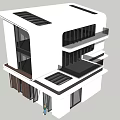 Modern Detached Villa Exterior Featuring Unique Architectural Design And Large Glass Windows