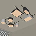 Modern Ceiling Lights With Round And Square Shapes White Black Frames Metal Frame Interior Lighting 3d model