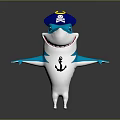Cartoon Shark Character With Pirate Hat And Anchor Design Standing With Outstretched Arms