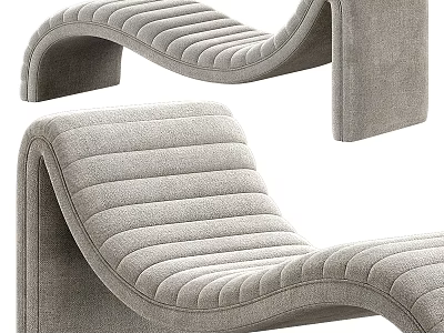 Modern Upholstered Lounge Chair With Striped Cushion And Curved Design Details 3d model