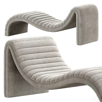Modern Upholstered Lounge Chair With Striped Cushion And Curved Design Details 3d model