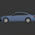 Blue Modern Sedan Car With Black Windows And Silver Wheels Reflection