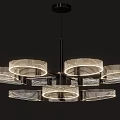 Modern Geometric Pendant Chandeliers With Sleek Metal Frames And Soft Lighting 3d model