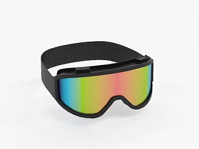 Safety Goggles With Colorful Reflective Lens And Black Adjustable Strap 3d model