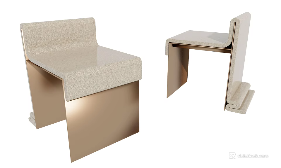 Modern Leisure Chair With Beige Cushion And Geometric Metal Frame Design 3d model 
