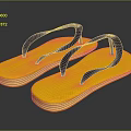 Yellow Flip Flops With Black Straps And Textured Sole For Everyday Use 3d model