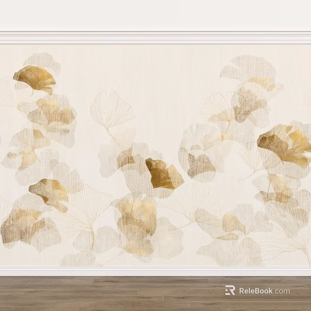 Elegant Natural Ginkgo Leaf Pattern Decorative Component With Transparent Golden Beige Artistic Design 3d model 