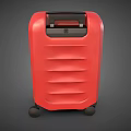 Red Hard Shell Suitcase With Striped Surface And Rolling Wheels For Travel 3d model