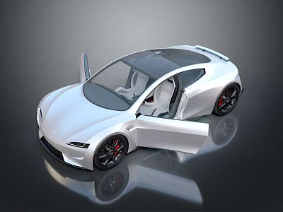 Stylish White Sports Car with Open Scissor Doors and Modern Sleek Design 3d model