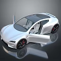 Stylish White Sports Car with Open Scissor Doors and Modern Sleek Design
