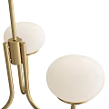 Modern Brass Chandelier With Three White Spherical Globe Shades And Sleek Metal Frame