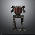 Mechanical Robot Character With Multiple Arms Standing Pose And Metallic Red Gray Design 3d model