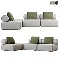 Modern Gray Sectional Sofa With Green Cushions And Modular Design 3d model