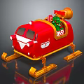 Festive Red Christmas Sleigh Decoration With Golden Bell Tree And Gifts