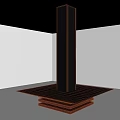 Black Column Modern Design With Square Base And Steps In White Room Gray Floor 3d model
