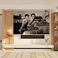 Modern Living Room Interior With Large Screen Projection Monitoring System And Wooden Decor