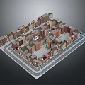 Modern Urban City Block Layout With Surrounding Buildings And Central Square