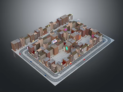 Modern Urban City Block Layout With Surrounding Buildings And Central Square 3d model