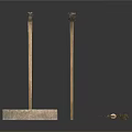 Ancient Weapons Featuring Wooden Handles Long Shaft Tools Short Hand Tool And Stone Base