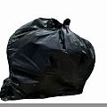 Black Garbage Bag Filled With Household Waste And Recycling Symbols