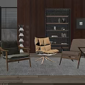 Modern Green Yellow Brown Upholstered Leisure Chairs With Wooden Frame In Living Room Interior