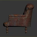 Vintage Style Armchair With Patterned Fabric Wooden Legs And Rivet Details